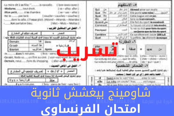 تسريب امتحان الفرنساوي اليوم